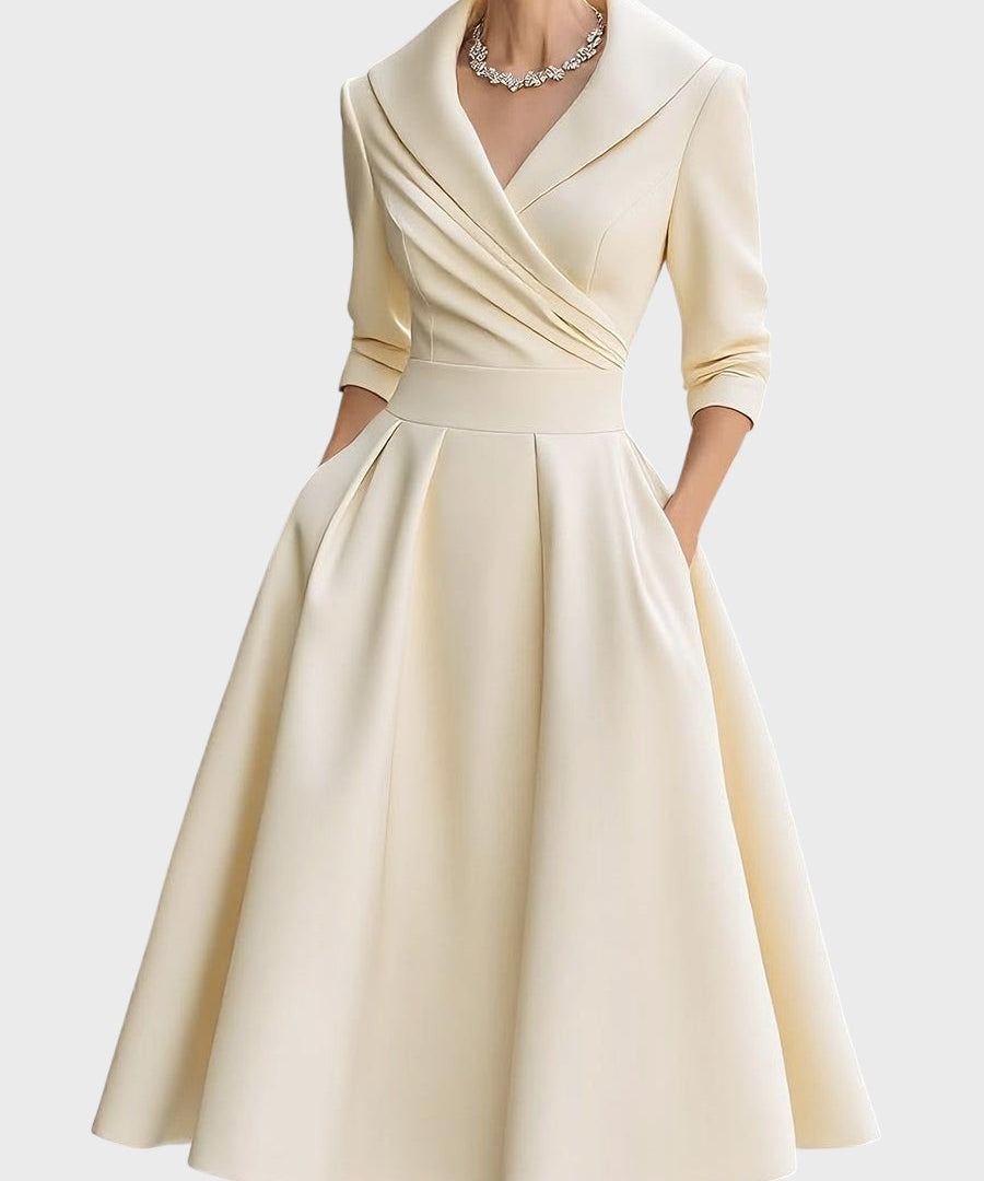 Rochie midi elegantă cu mânecă lungă