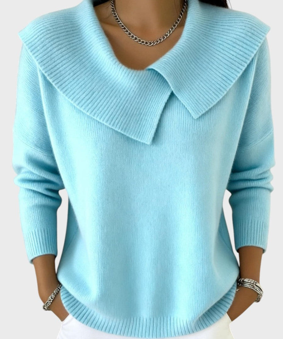 Barbora | Pulover Tricotat Elegant cu un Guler Distinctiv