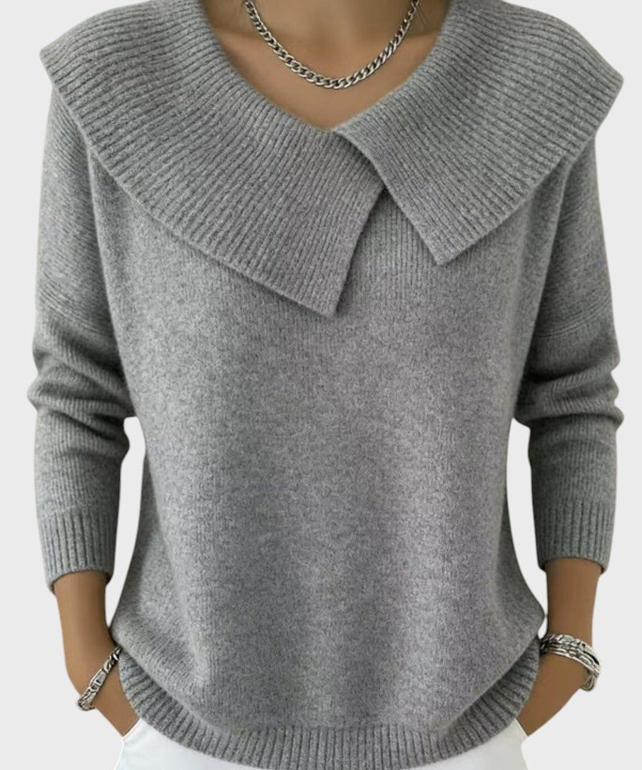 Barbora | Pulover Tricotat Elegant cu un Guler Distinctiv