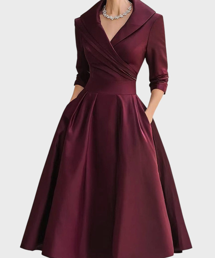 Rochie midi elegantă cu mânecă lungă