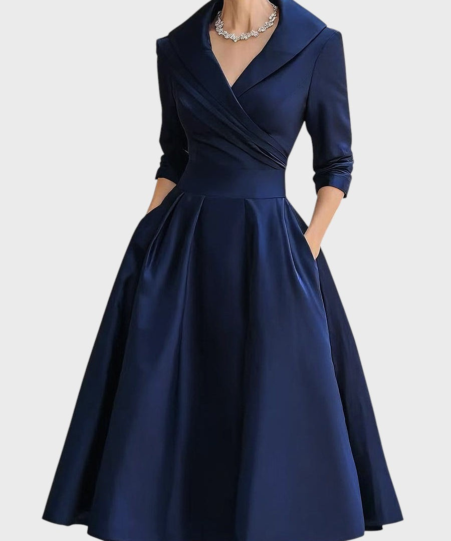 Rochie midi elegantă cu mânecă lungă