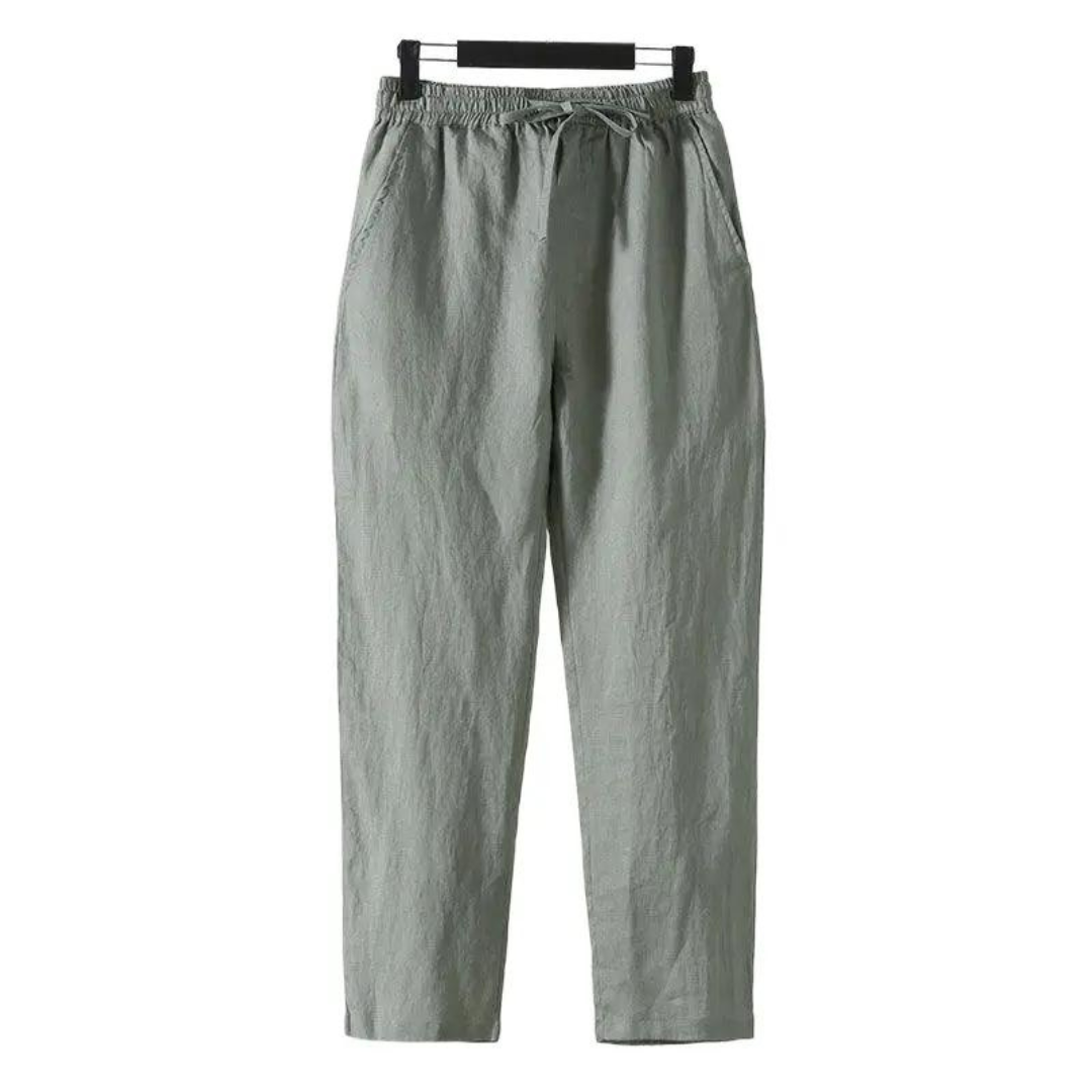 Fez - Pantaloni din In (Croială Dreaptă)