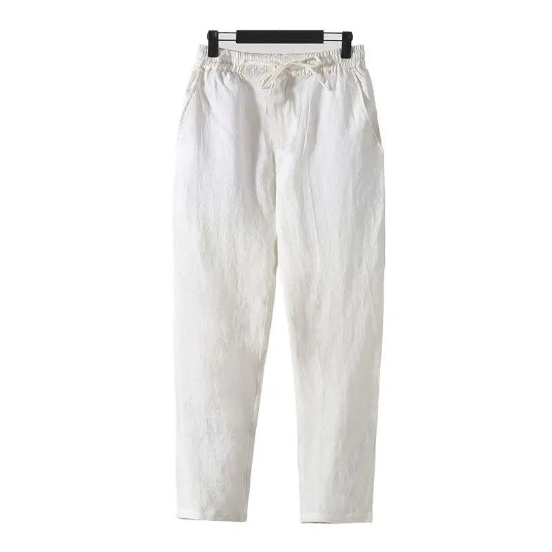 Fez - Pantaloni din In (Croială Dreaptă)