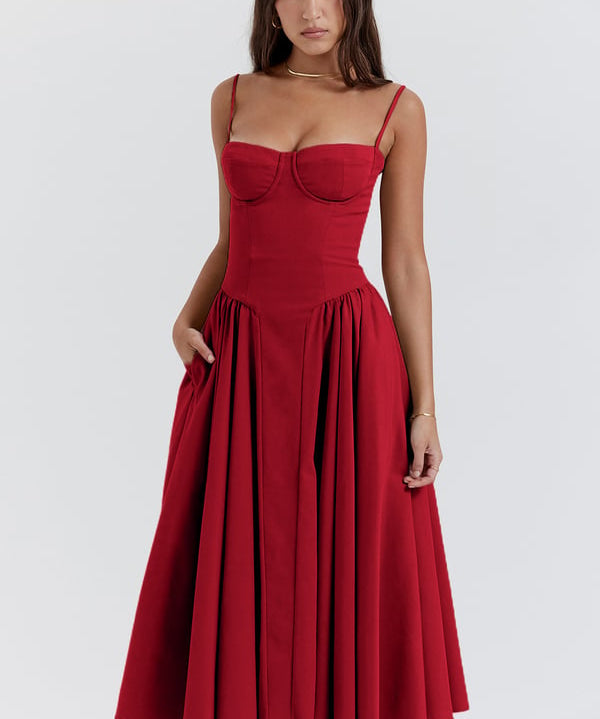 Victoria București | Rochie Bustieră Midi Fără Mâneci