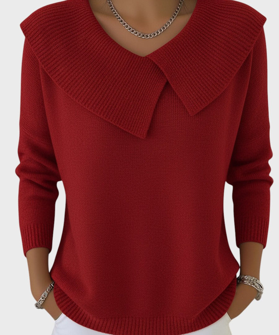 Barbora | Pulover Tricotat Elegant cu un Guler Distinctiv