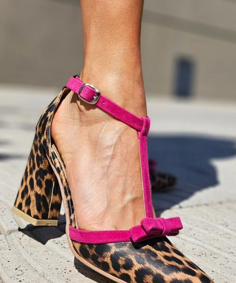 Leontina - Sandale verzi cu model leopard