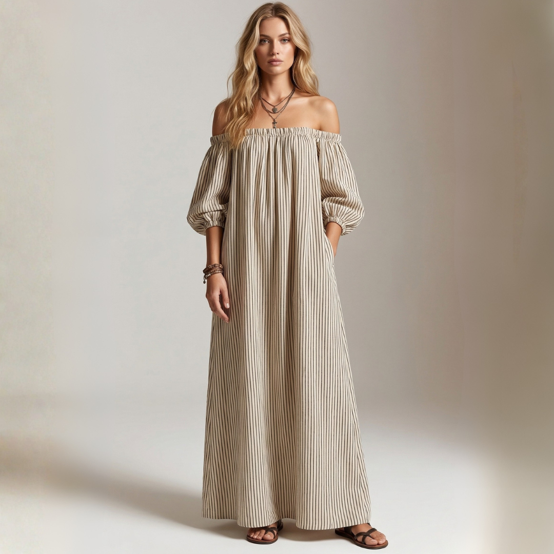 Aura - Rochie maxi din in și bumbac