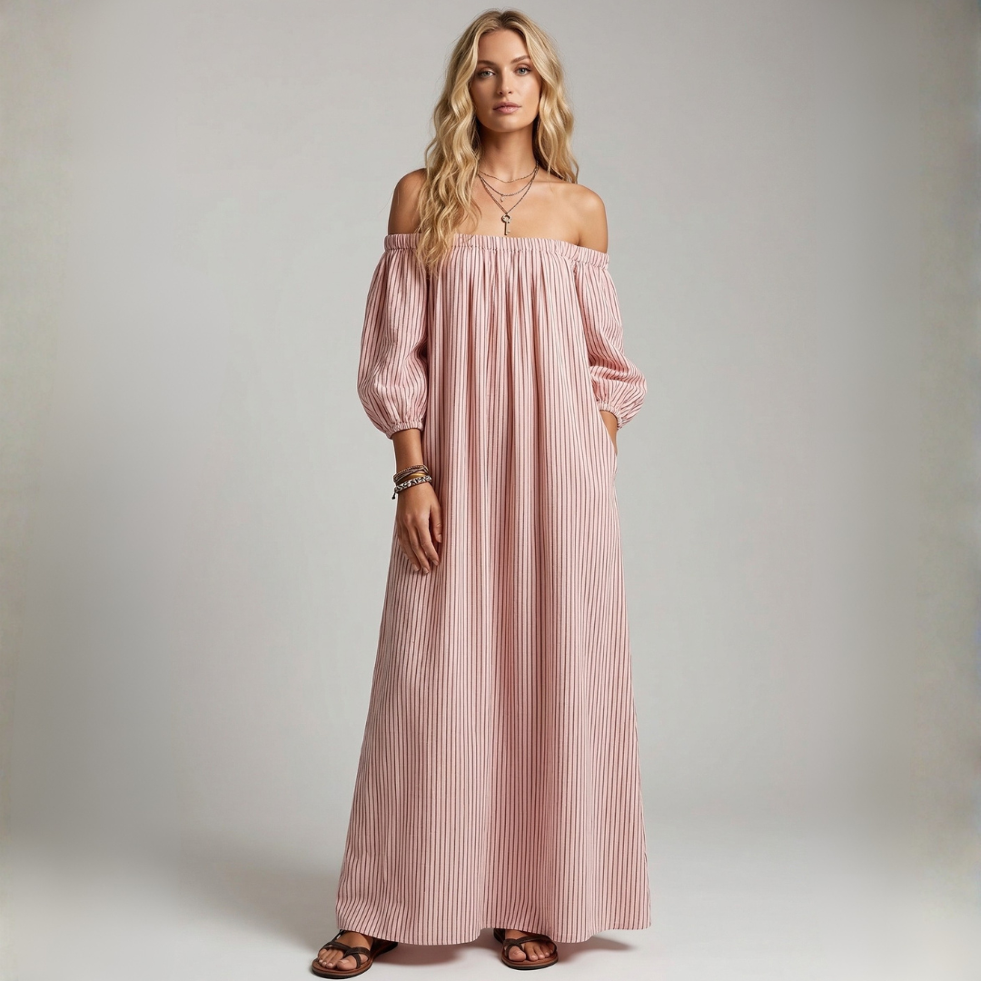 Aura - Rochie maxi din in și bumbac