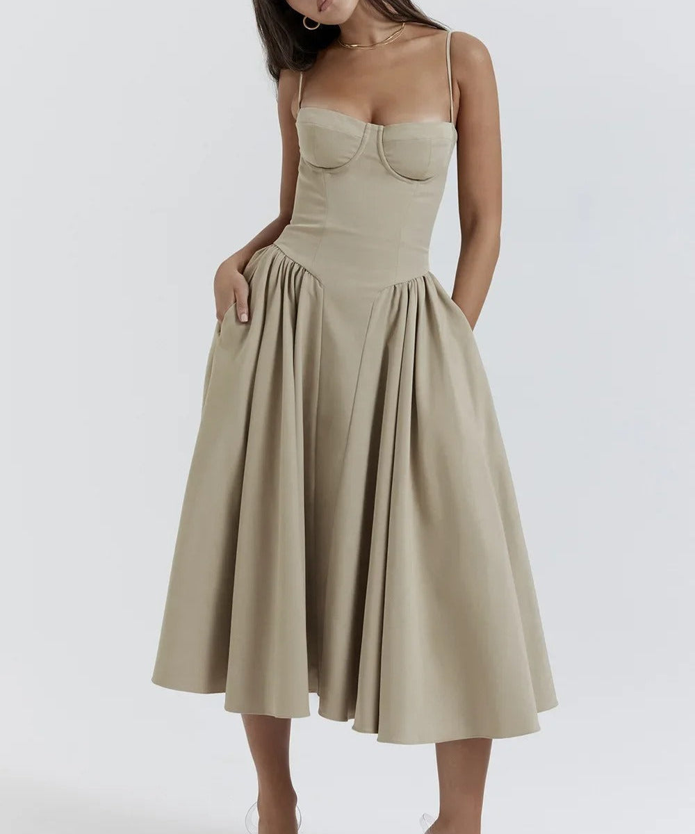 Victoria București | Rochie Bustieră Midi Fără Mâneci