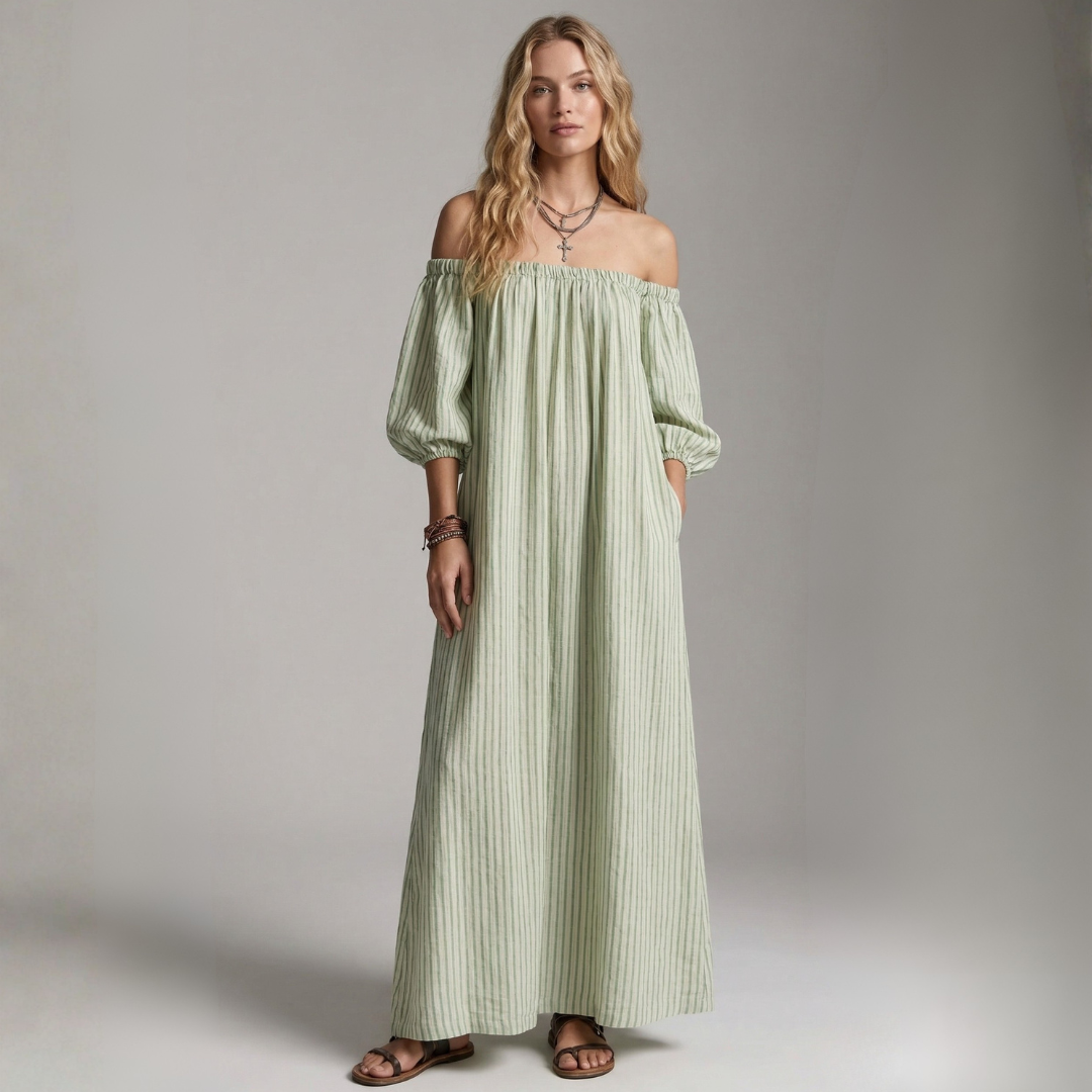 Aura - Rochie maxi din in și bumbac