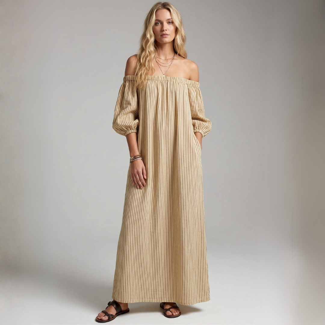 Aura - Rochie maxi din in și bumbac