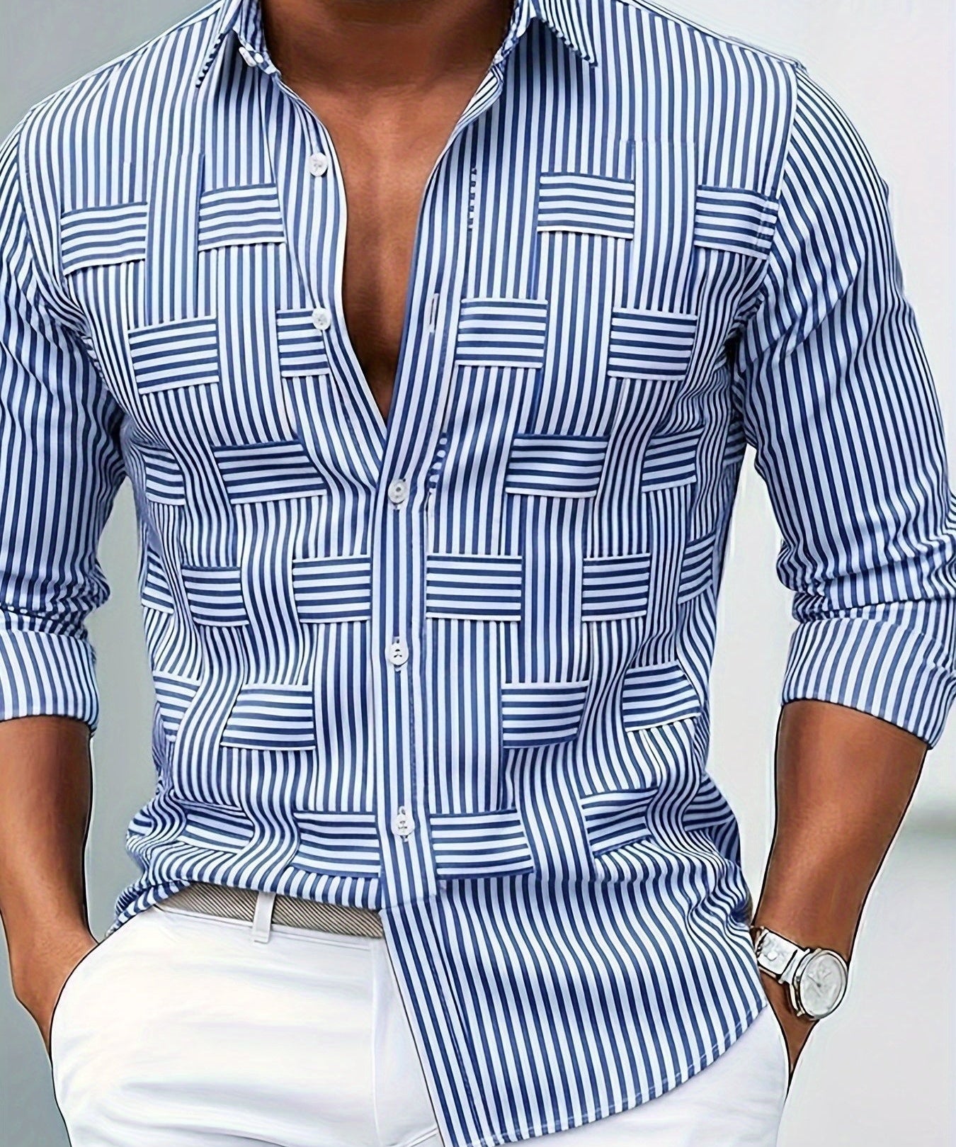 Emerson | Cămașă Vintage cu Dungi și Mâneci Lungi