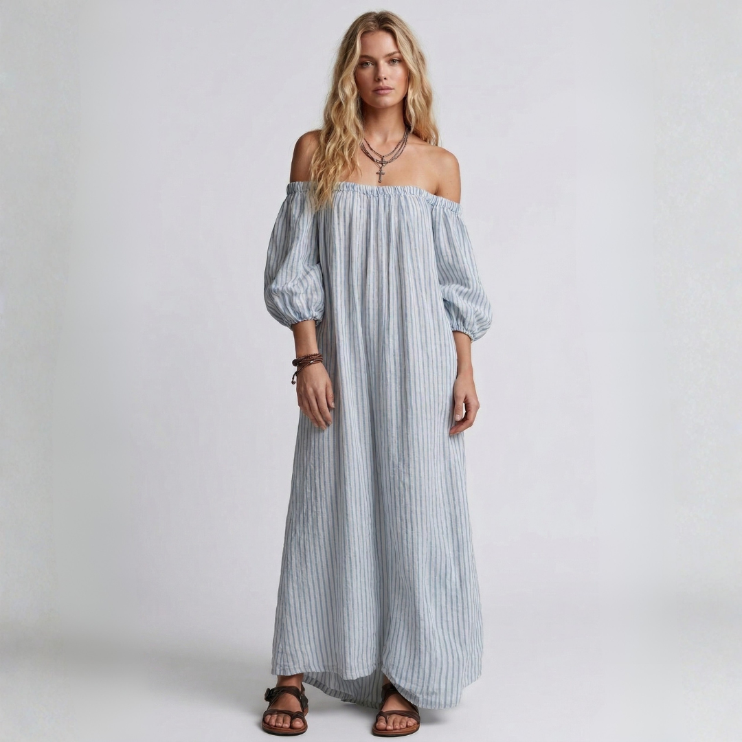 Aura - Rochie maxi din in și bumbac