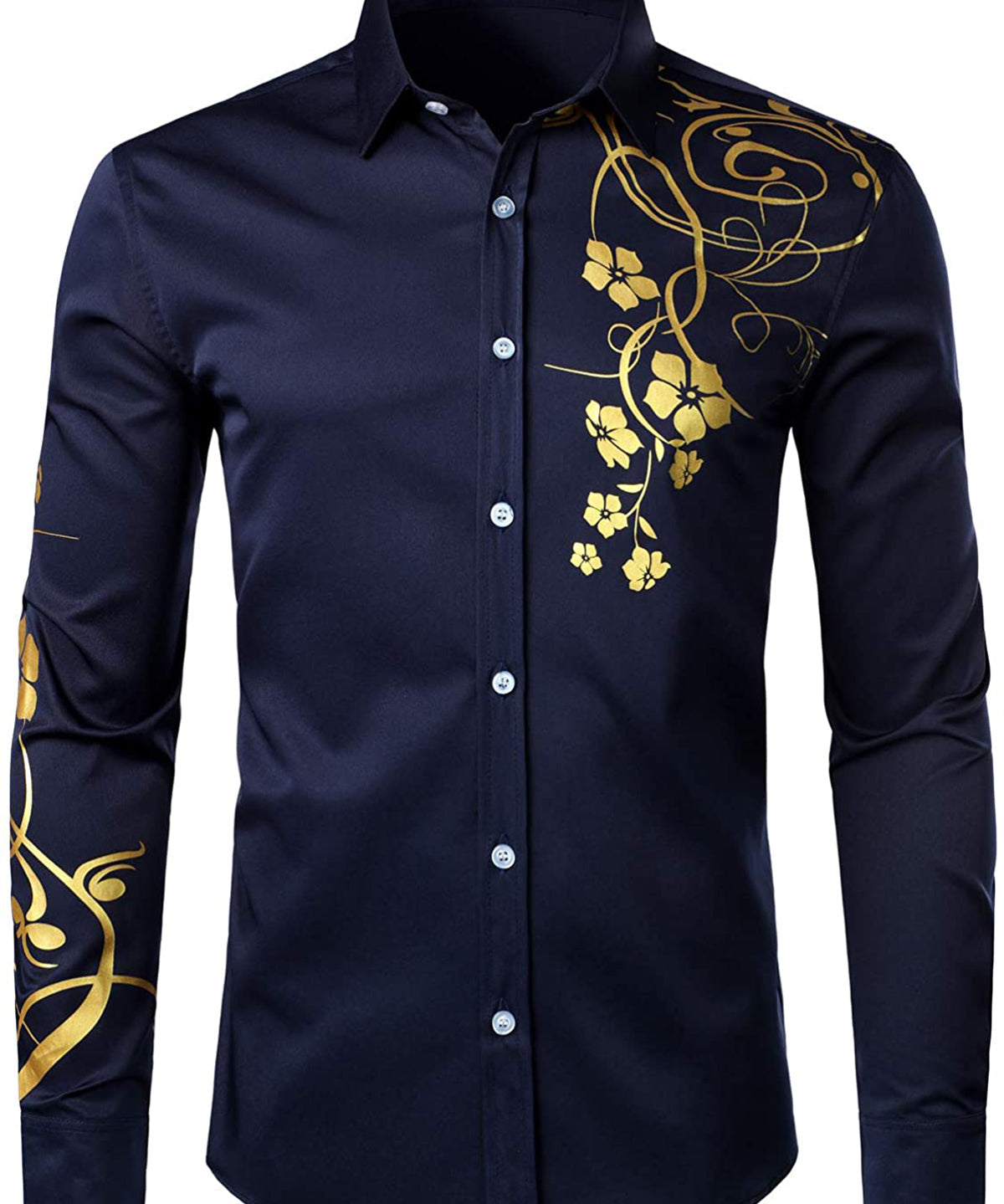 Cămașă Casual Florală cu Nasturi și Mâneci Lungi pentru Bărbați