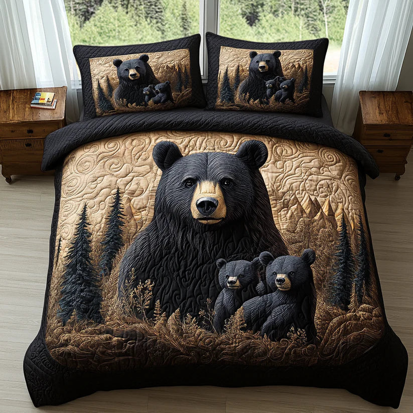 Set de pat matlasat din 3 piese - Animale din pădure