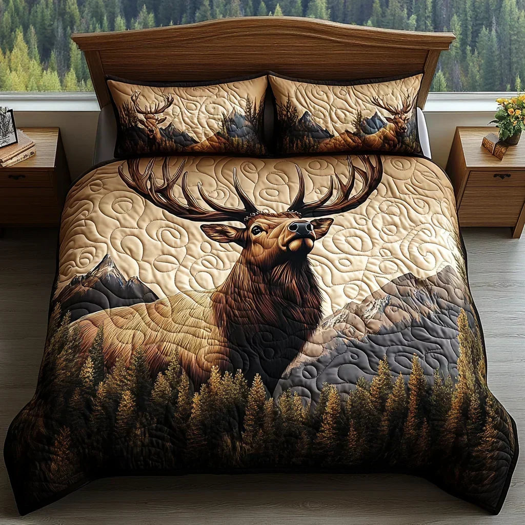 Set de pat matlasat din 3 piese - Animale din pădure