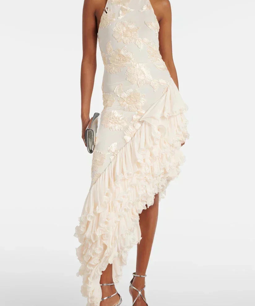 Rochie maxi cu aplicații florale