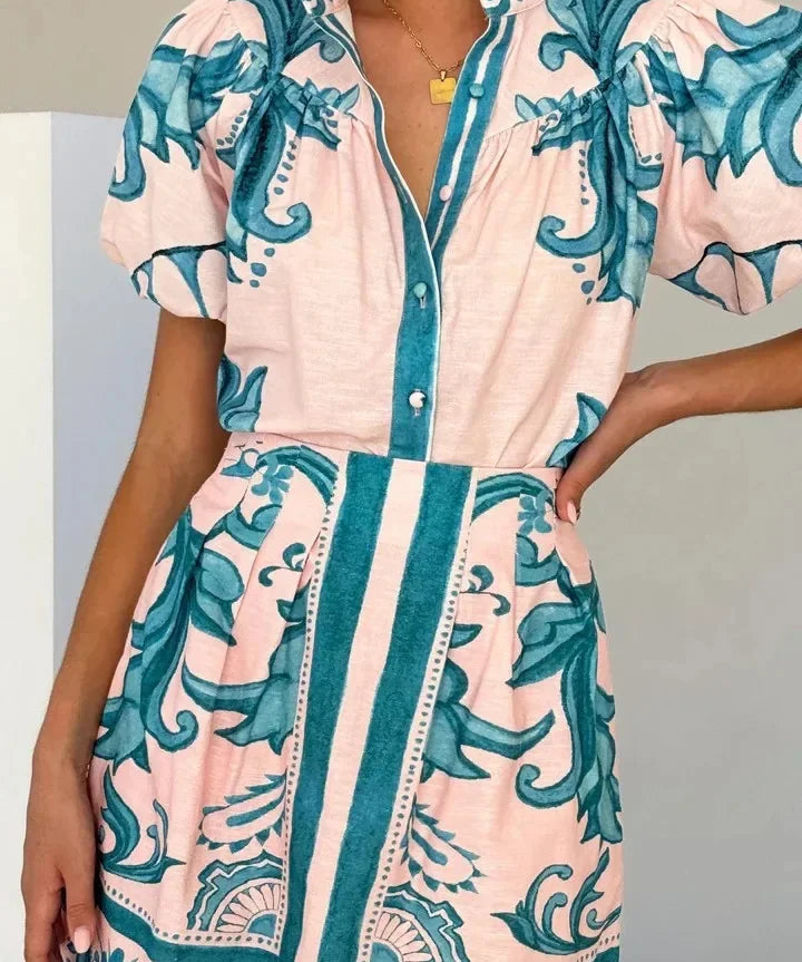 Rochie florală din in Kelsey, două piese