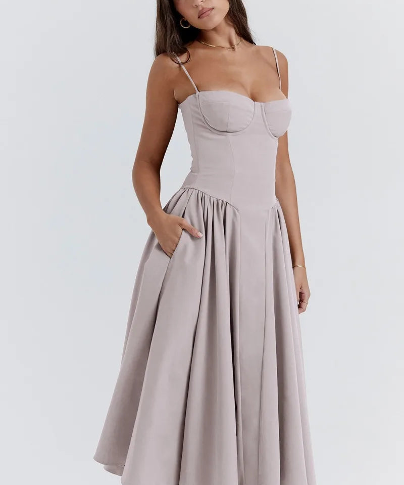 Victoria București | Rochie Bustieră Midi Fără Mâneci
