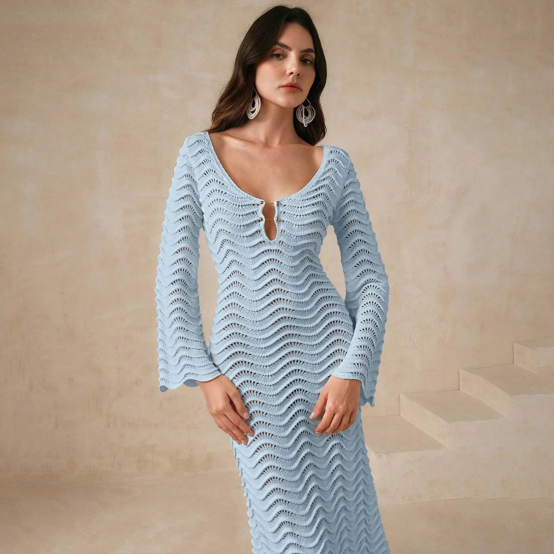 Rochie Alessia Tricotată Deschis