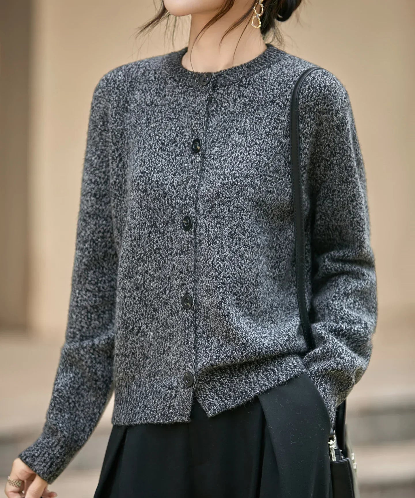 Cardigan din lână cu amestec de alpaca, tricotat gros