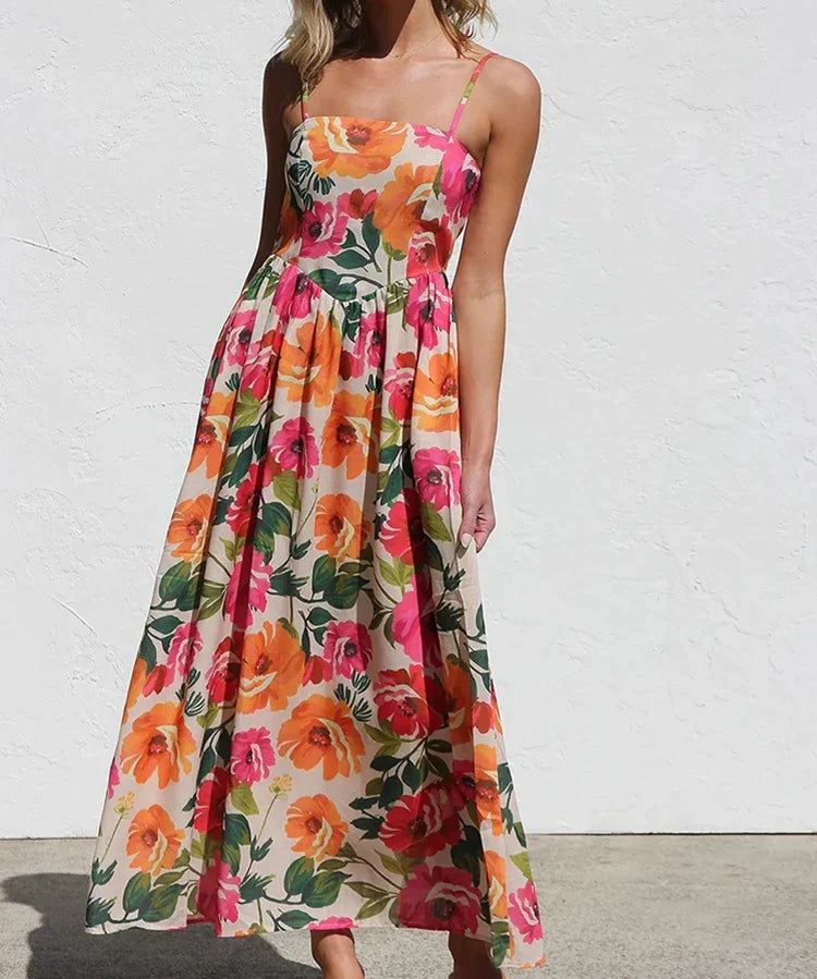 Rochie Maxi Fără Spate cu Flori Isadora pentru Femei