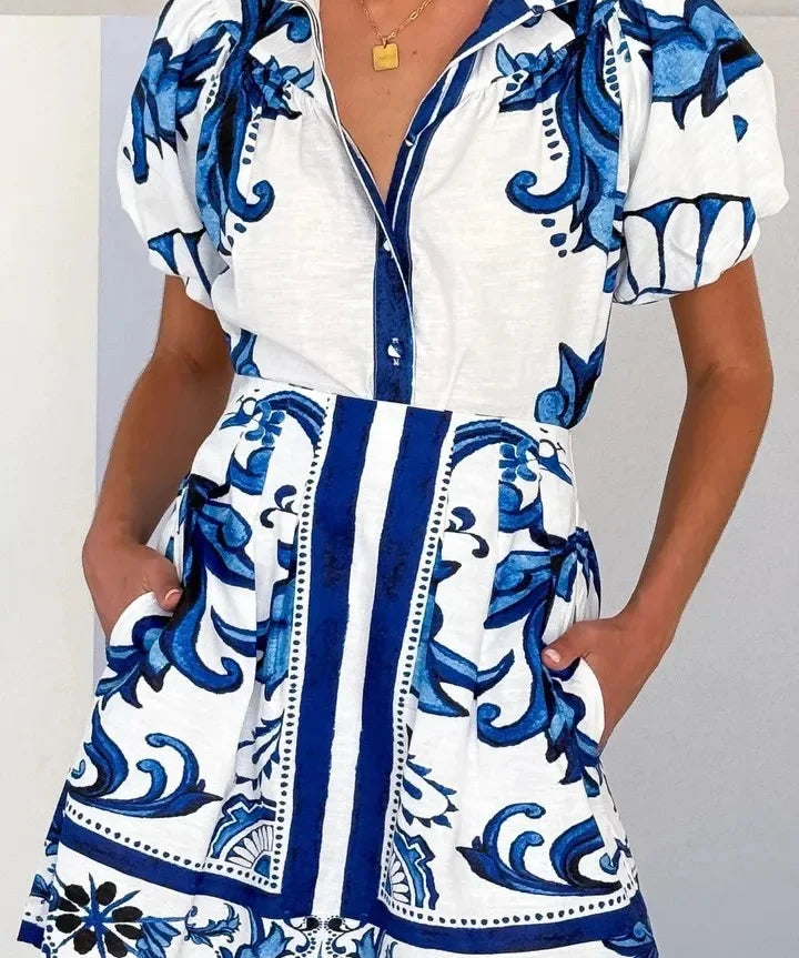 Rochie florală din in Kelsey, două piese