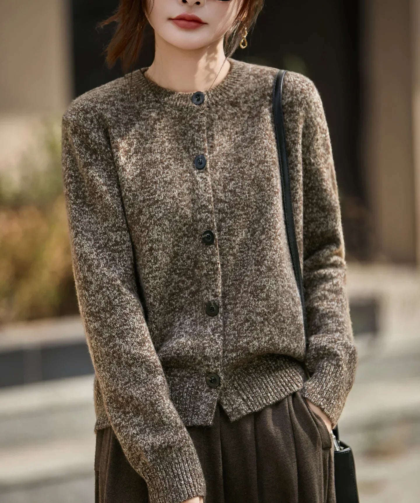 Cardigan din lână cu amestec de alpaca, tricotat gros