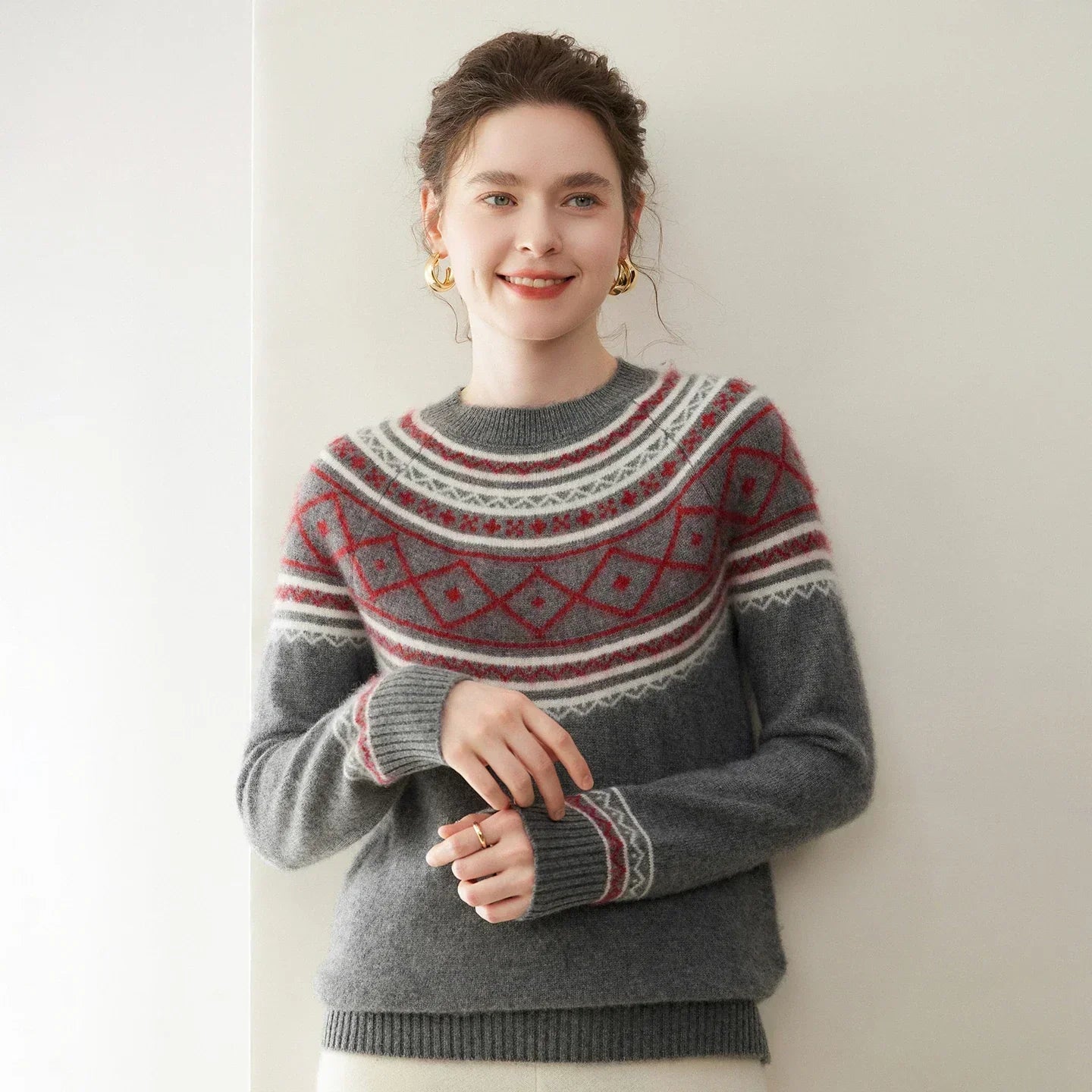Norvale Pulover Jacquard Alpin din Cașmir