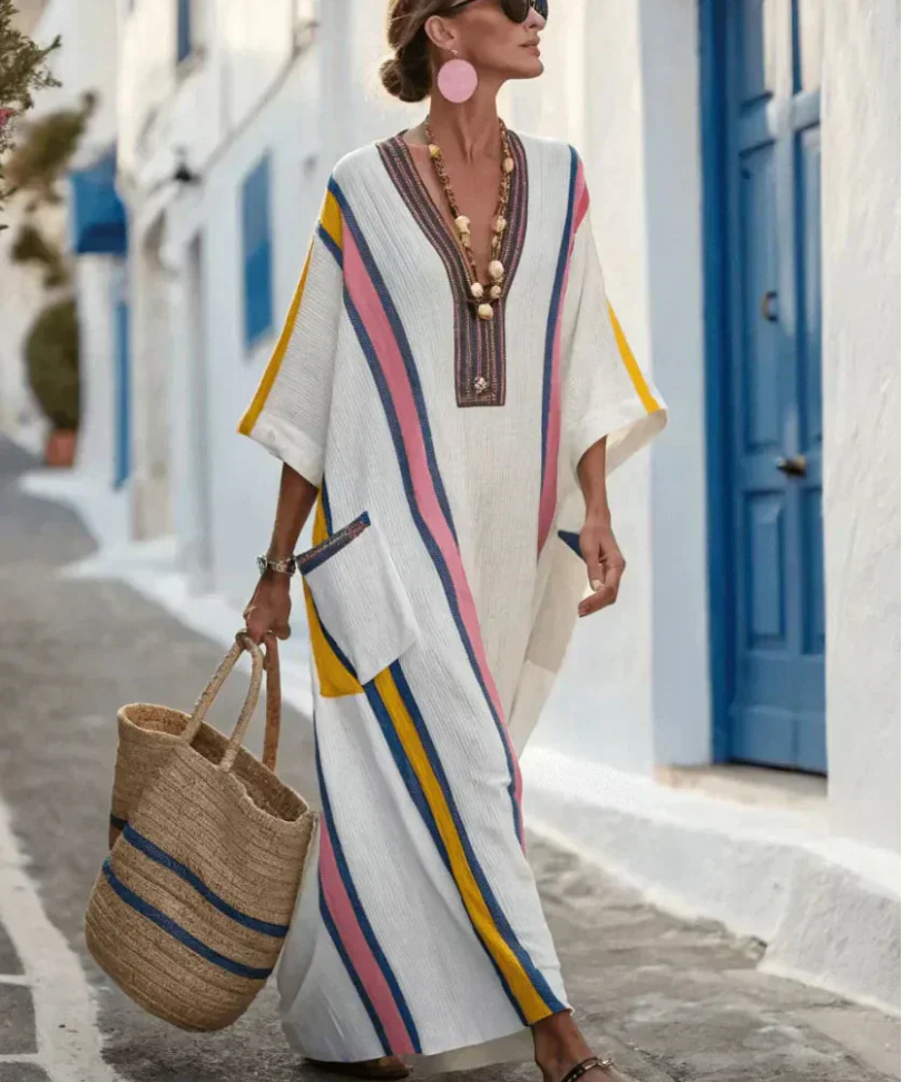 Madeleine | Rochie Maxi cu Mâneci Trei Sferturi
