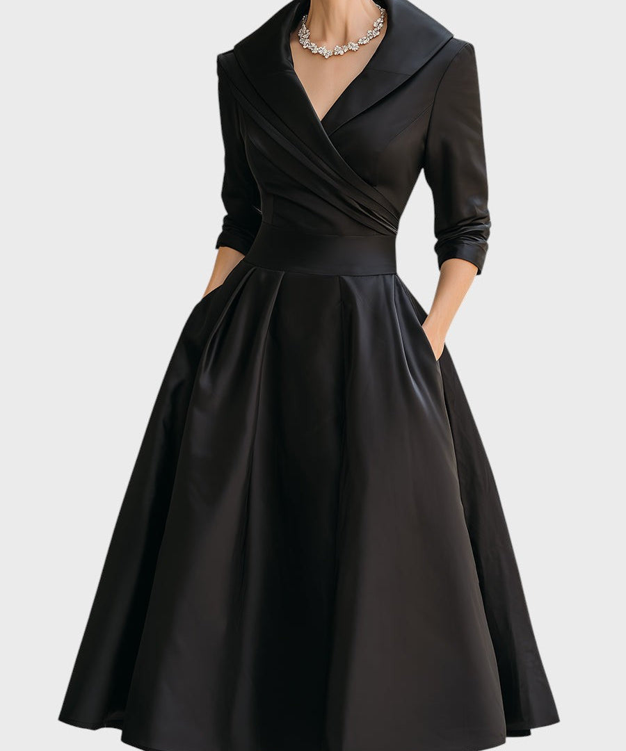 Rochie midi elegantă cu mânecă lungă
